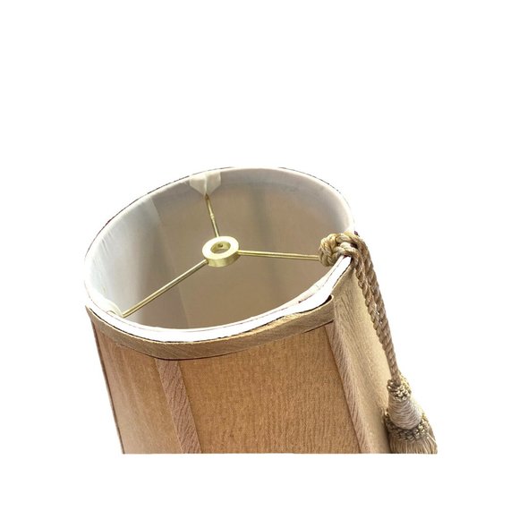 Vintage Golden Lampshade Horn Empire Tassels Red Ribbon Trim Luxury Home Lamps - Picture 5 of 8